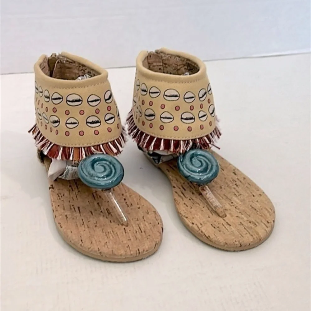 Disney Store Moana Sandals Dress Up Costume Kid's Size 11/12 zip back worn once